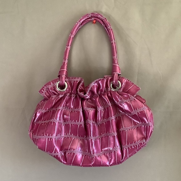 Womens Pink Faux Reptile Patent Leather Hobo Bag - Picture 12 of 12